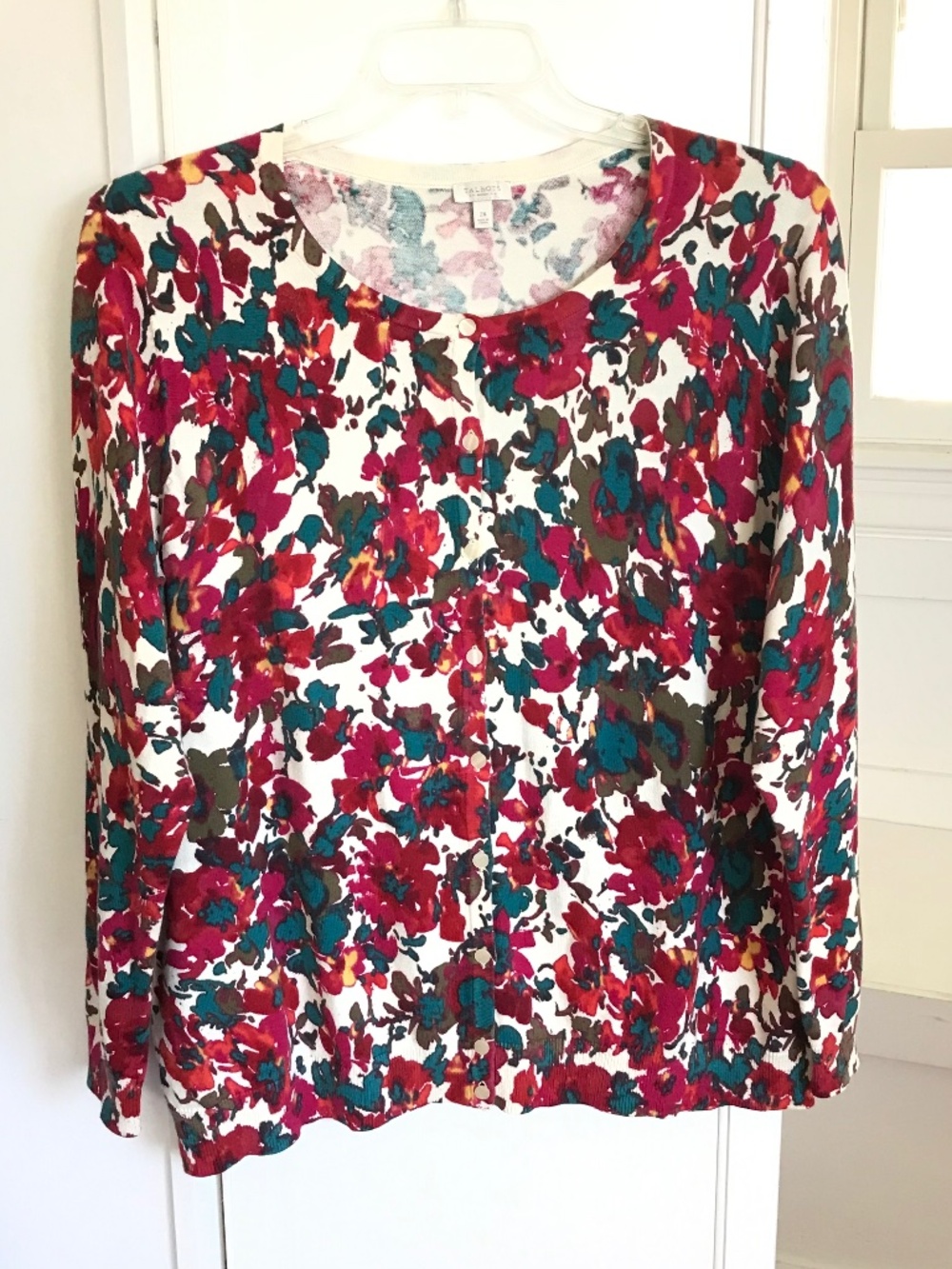 TALBOTS Cotton Cardigan Sweater Floral Women’s Plus Size 2X